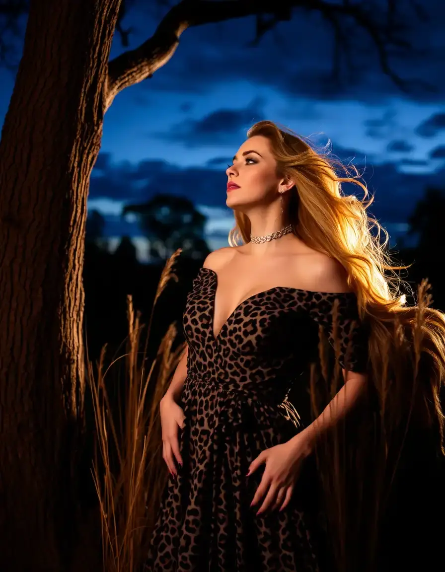Elegantes Abendkleid mit Leopardenmuster
