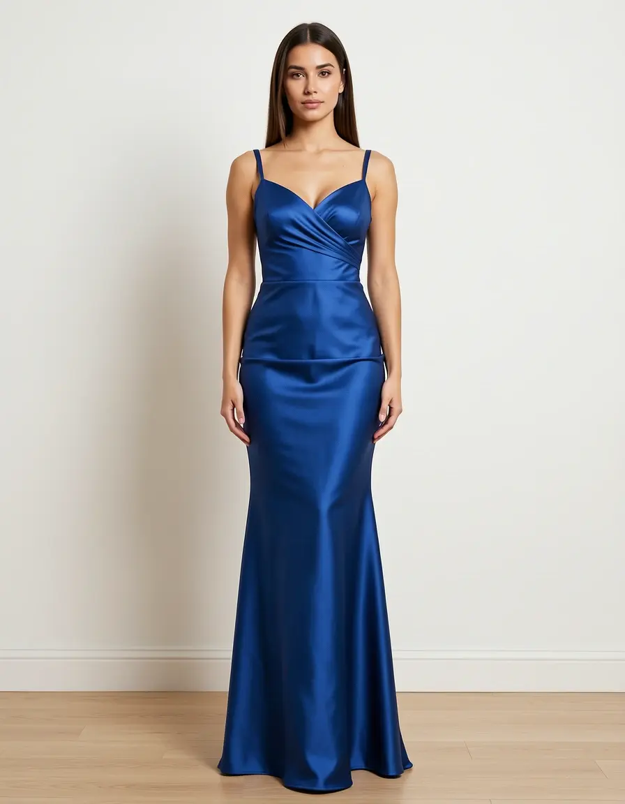 Satin Maxi Dress - Glänzendes Satin Kleid in Maxilänge