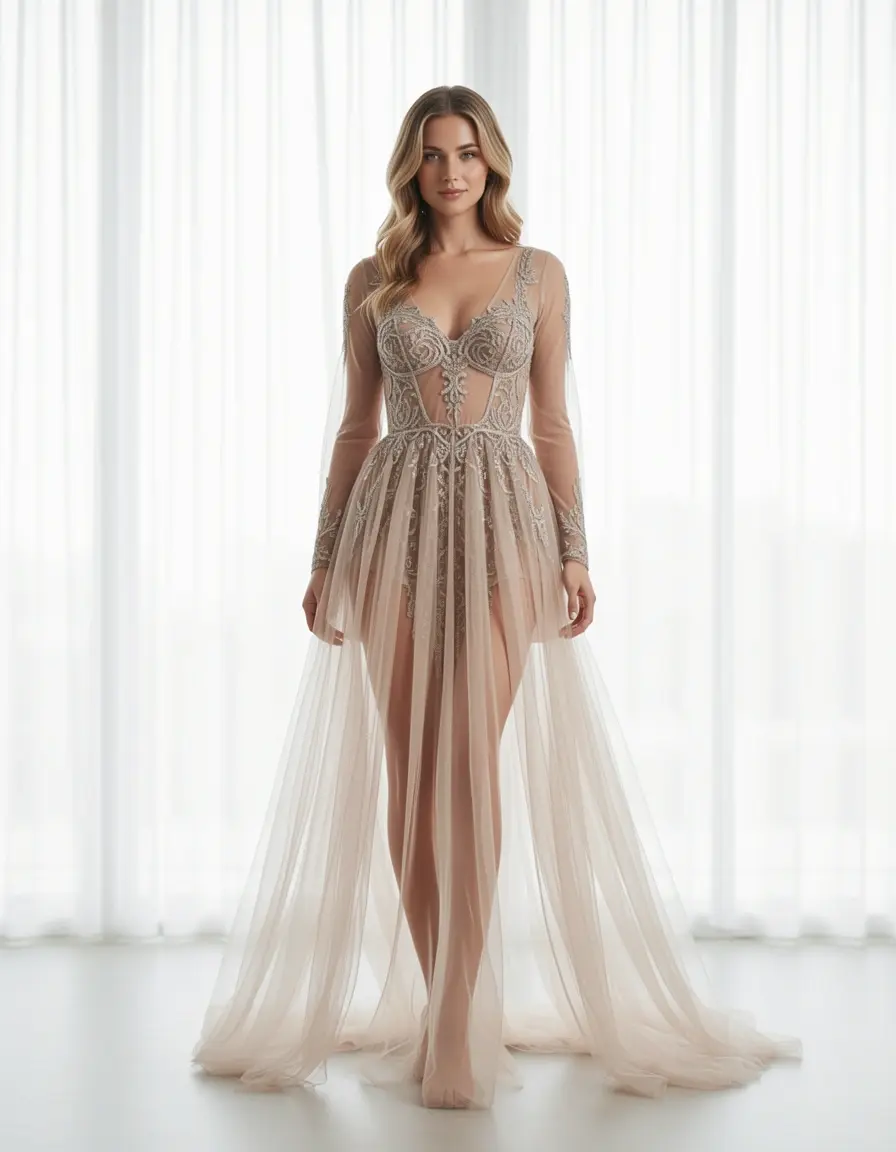 Sheer Illusion Maxi Dress mit transparenten Details