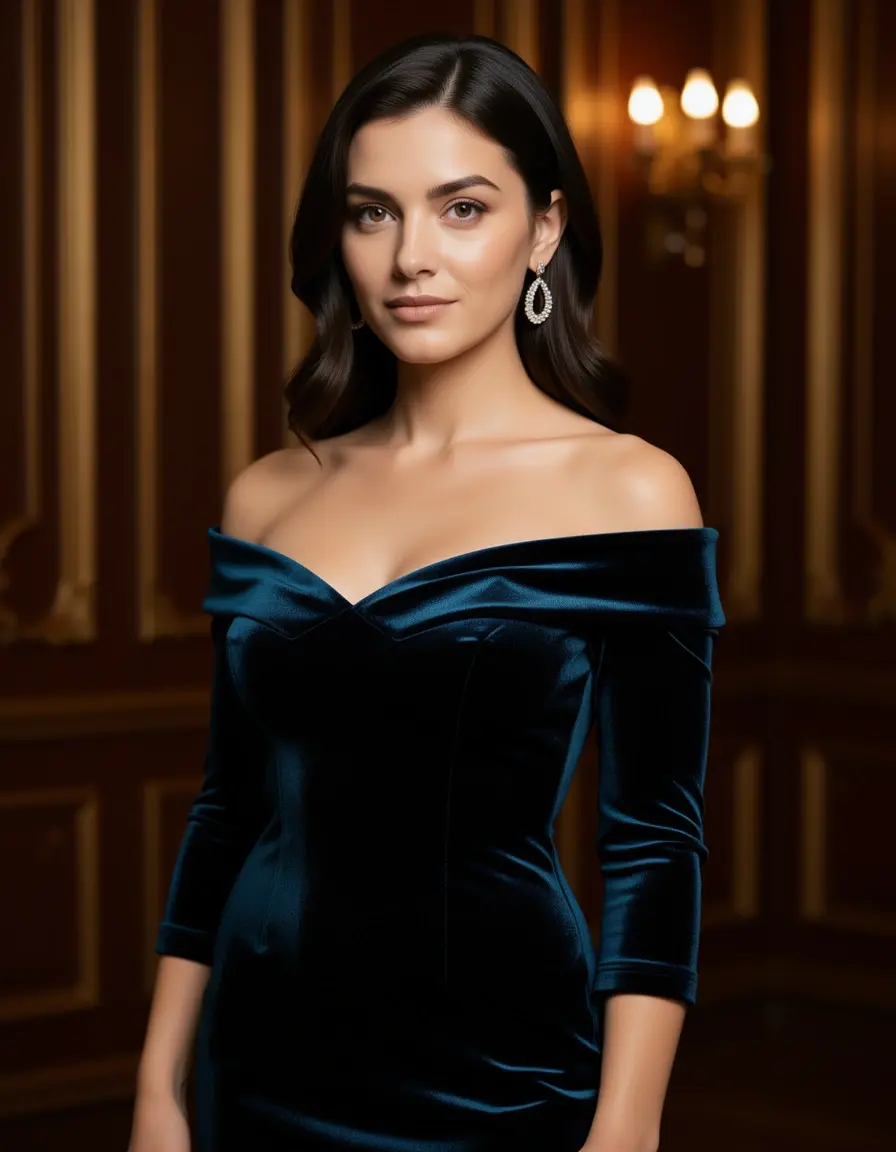 Luxuriöses Velvet Off-Shoulder Abendkleid