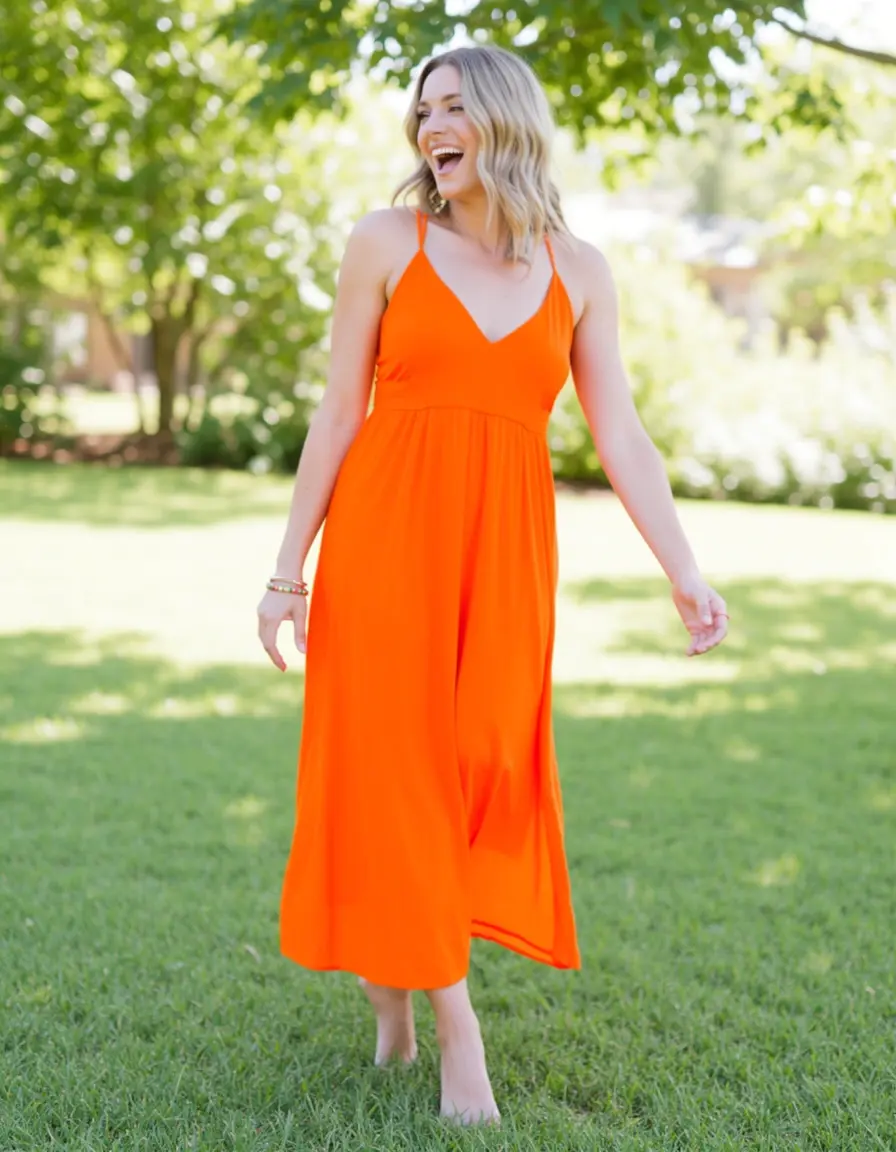 Orange A-Line Sundress luftig sommerlich