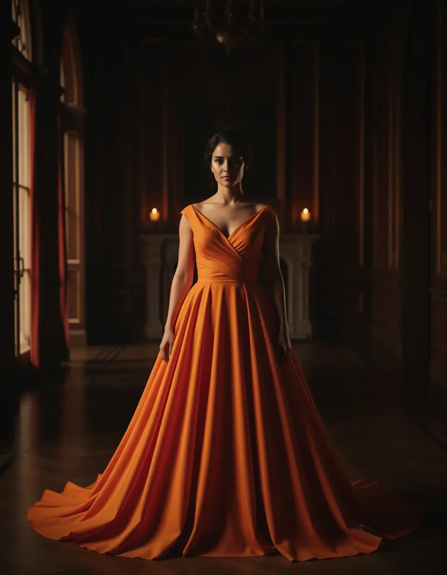 Orange Evening Gown dramatisch Abendkleid