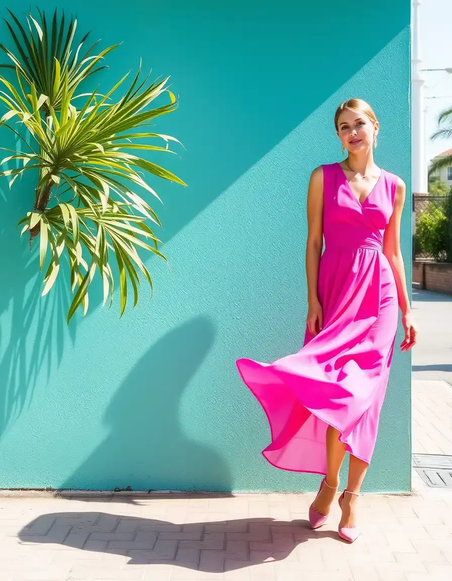 Vibrantes pinkes Midi Kleid
