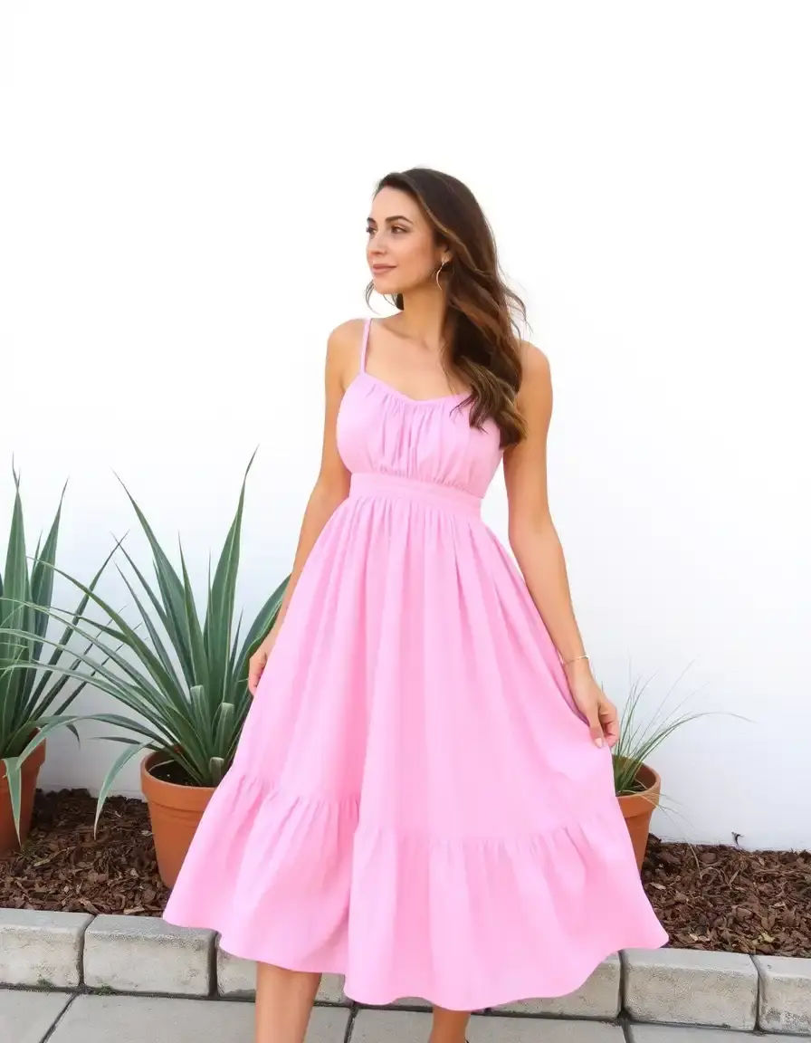 Süßes pinkes A-Linien Sommerkleid