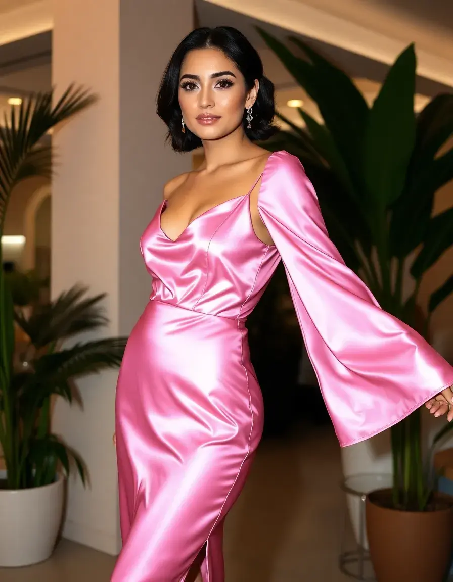 Elegantes pinkes Satin Cocktailkleid