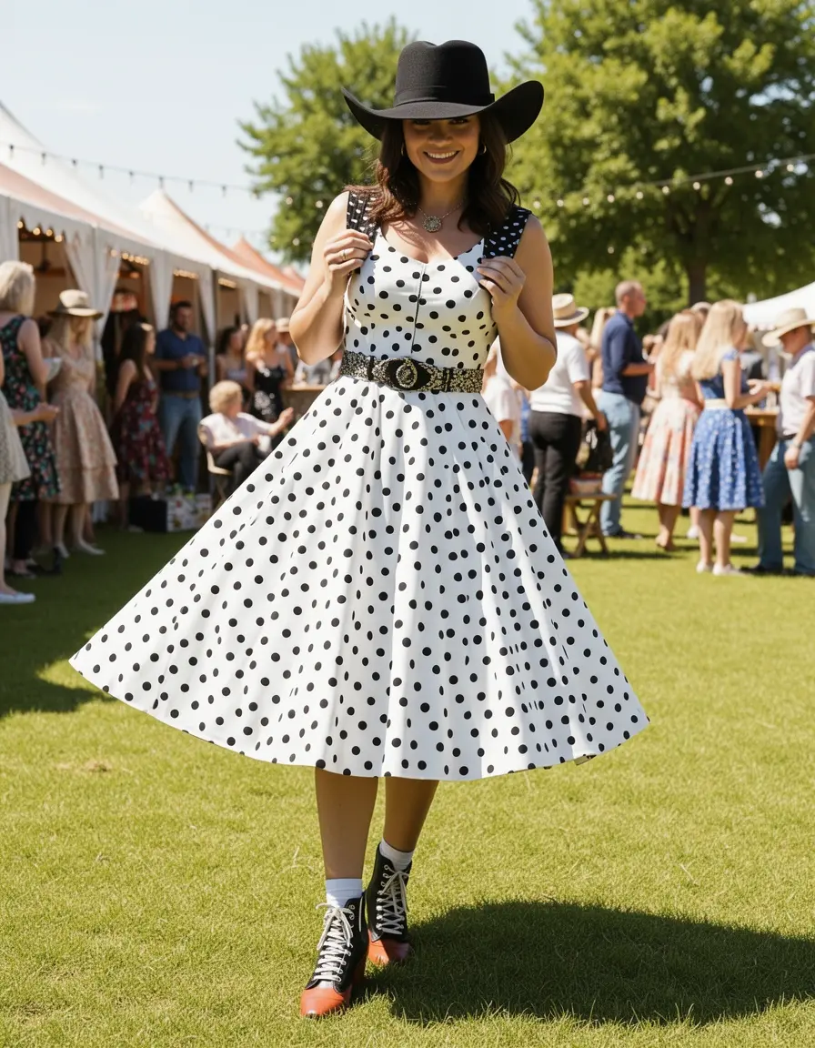 Polka dot swing dress rockabilly