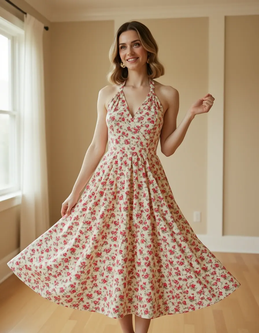 Halter swing dress retro