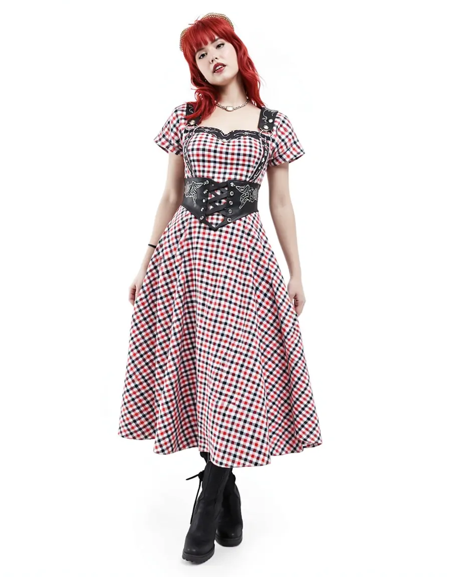 Checkered dress rockabilly style