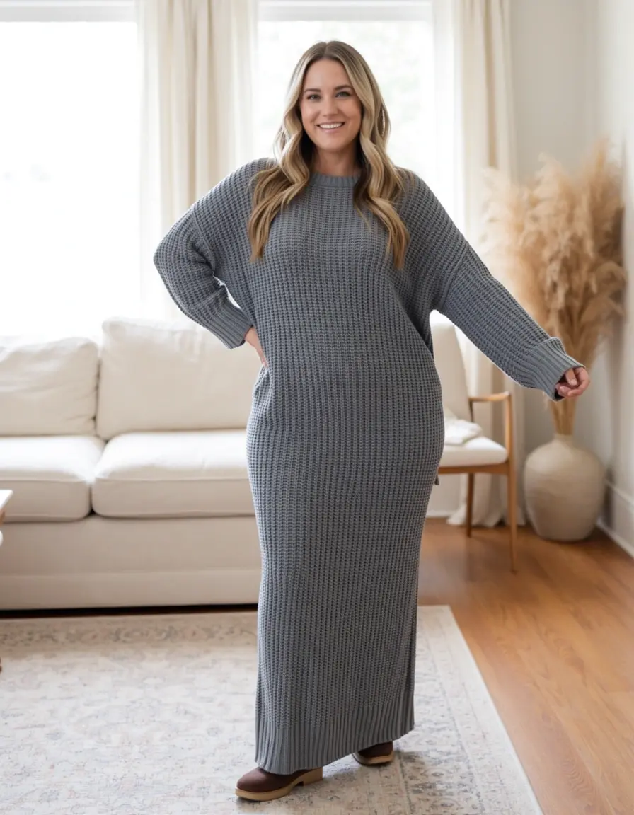 Gemütliches Sweater Maxi Kleid