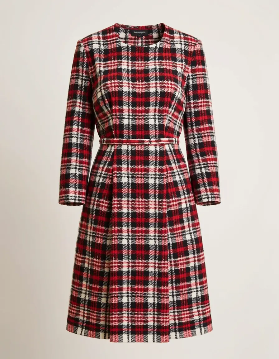 Karomuster Wollkleid im Winterstil