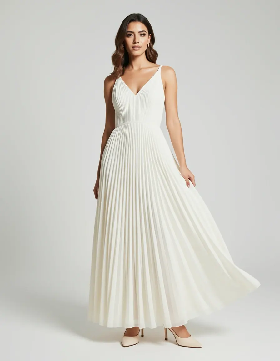 Chiffon Midi Kleid plissiert