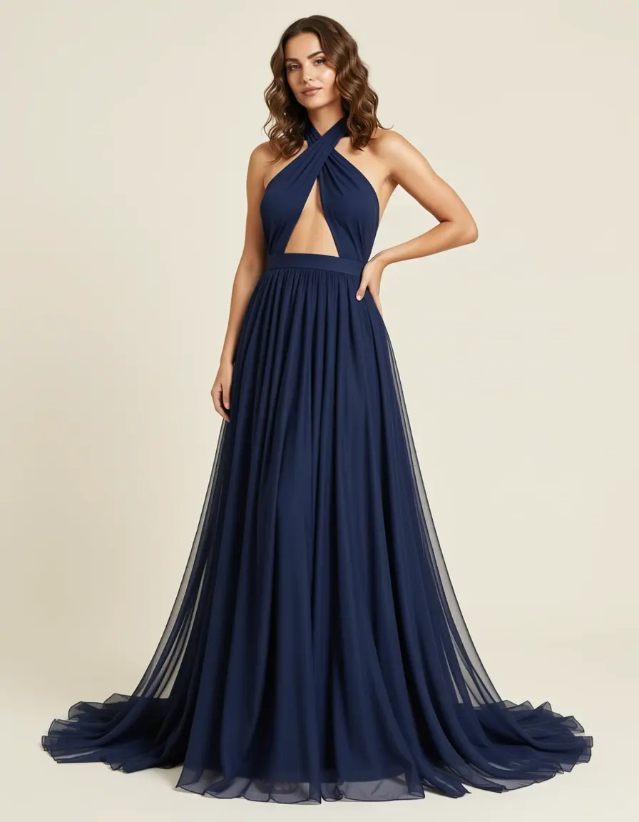 Chiffon Halterneck Kleid sexy