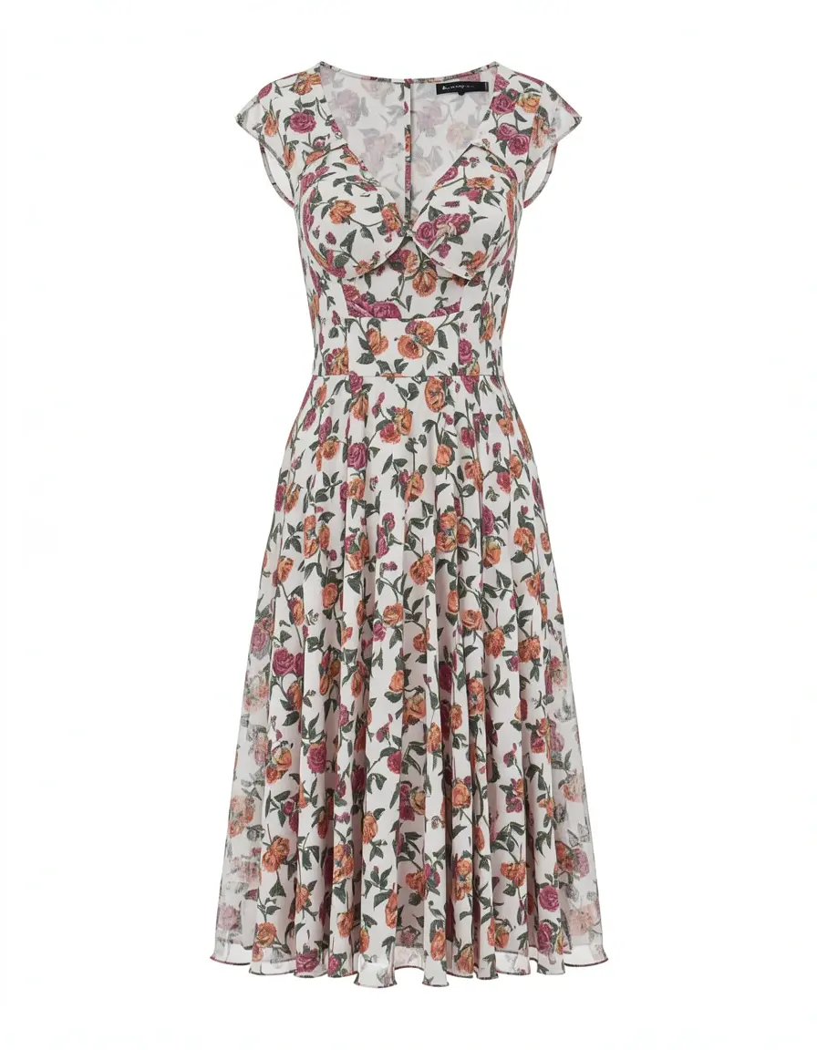Chiffon Kleid mit Blumenmuster