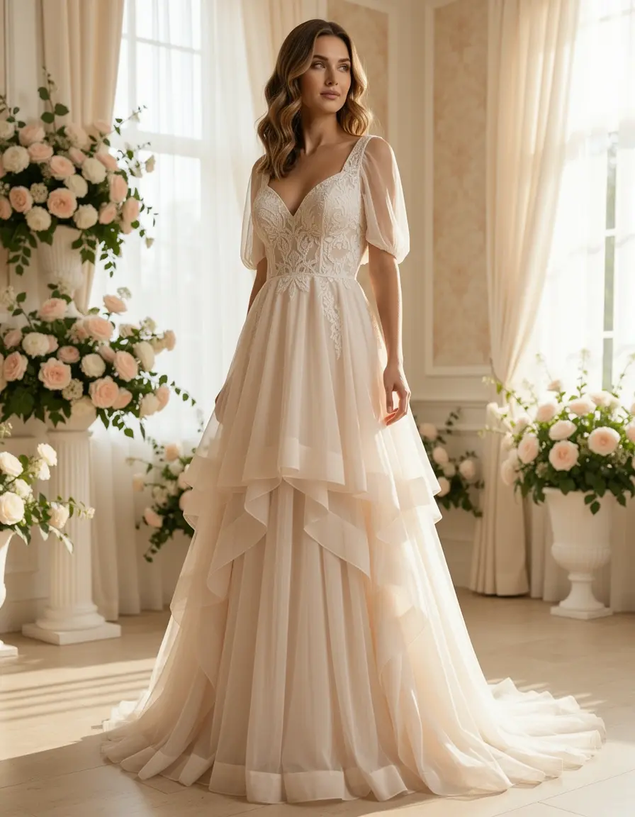 Gestuftes Chiffon Kleid romantisch