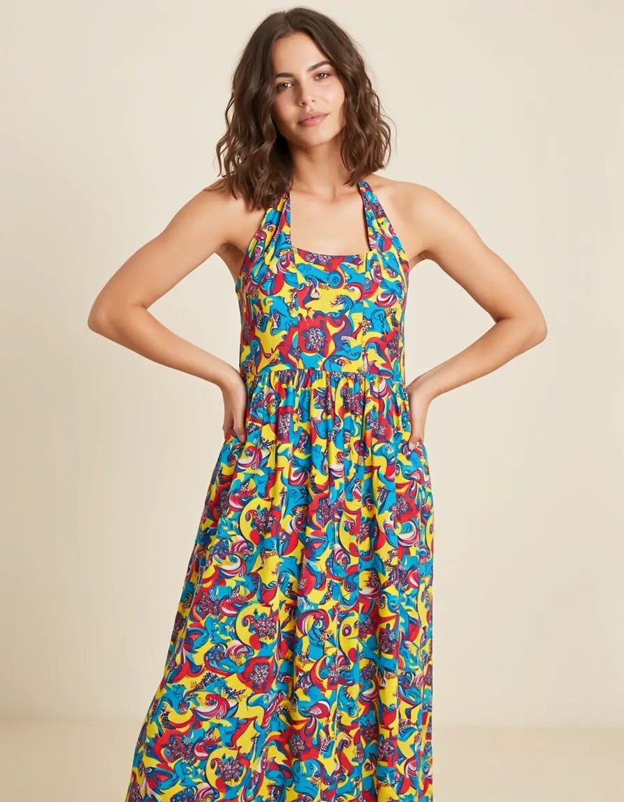 Halter Sundress Damen Sommerkleider bunt