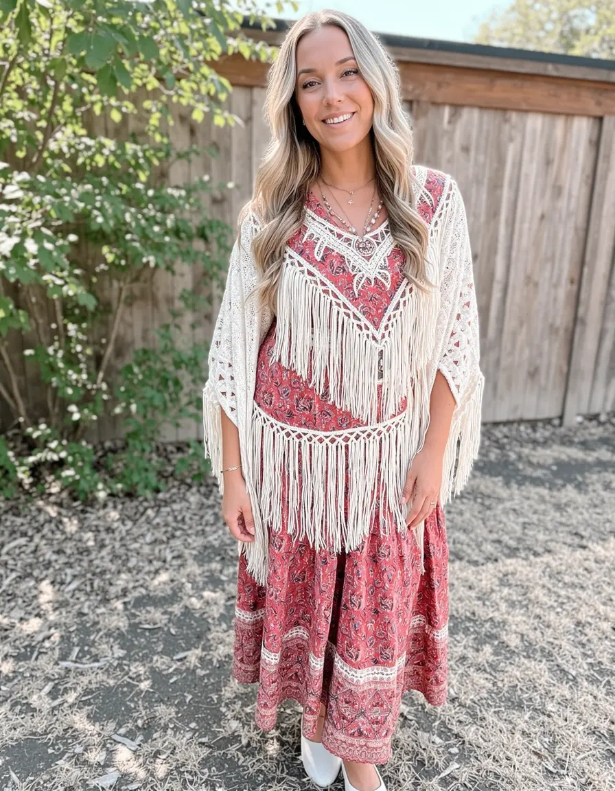Boho Midi Summer Damen Sommerkleider Fransen