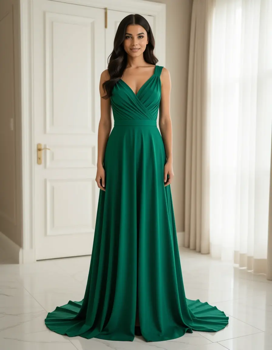 Smaragdgrünes Maxikleid elegant