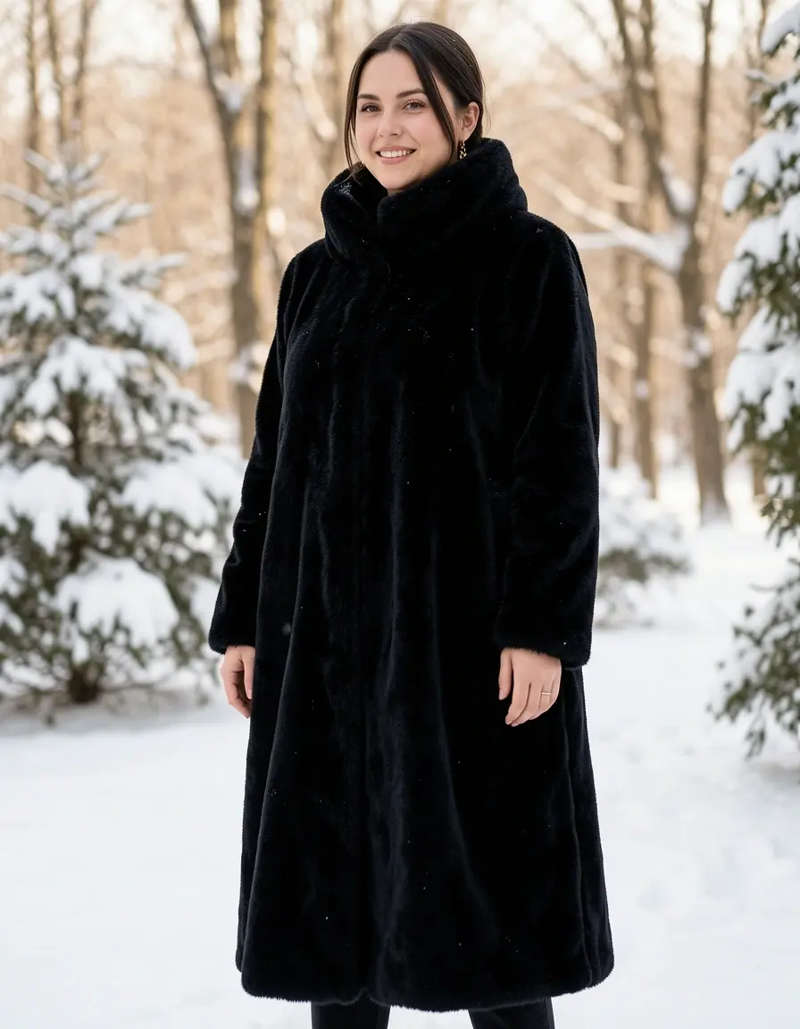 Schwarzes Samtkleid für den Winter
