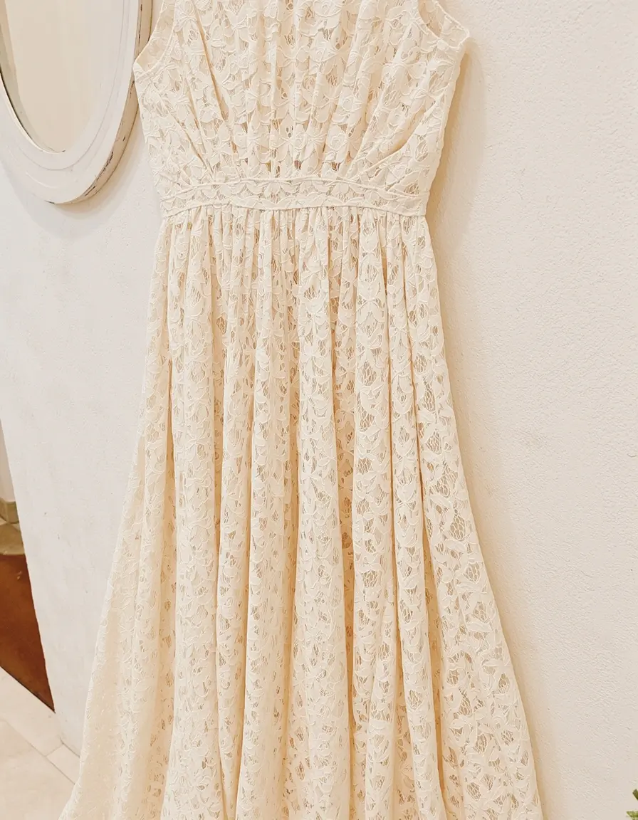 Lace Overlay Dress Ivory