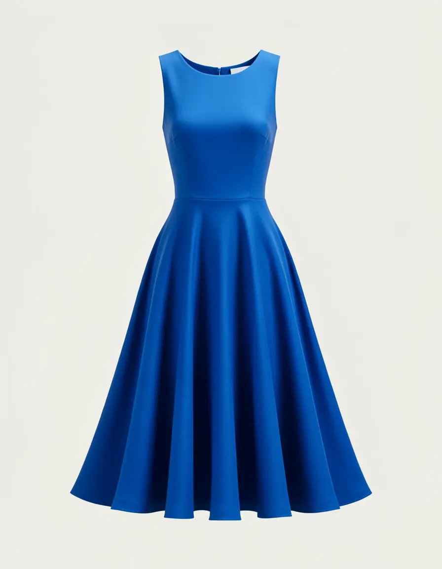 Taffeta A-Line Dress Blue