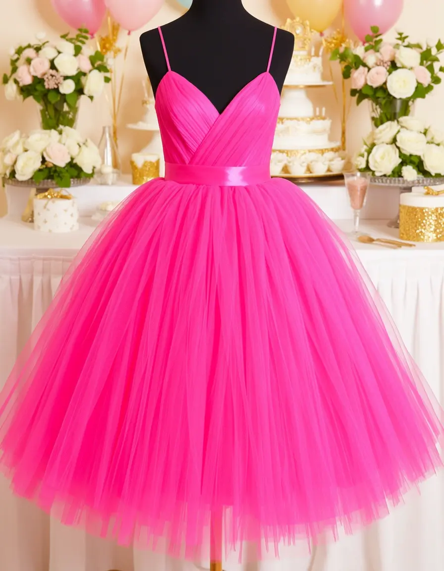 Rosa Tüllkleid für große Feiern