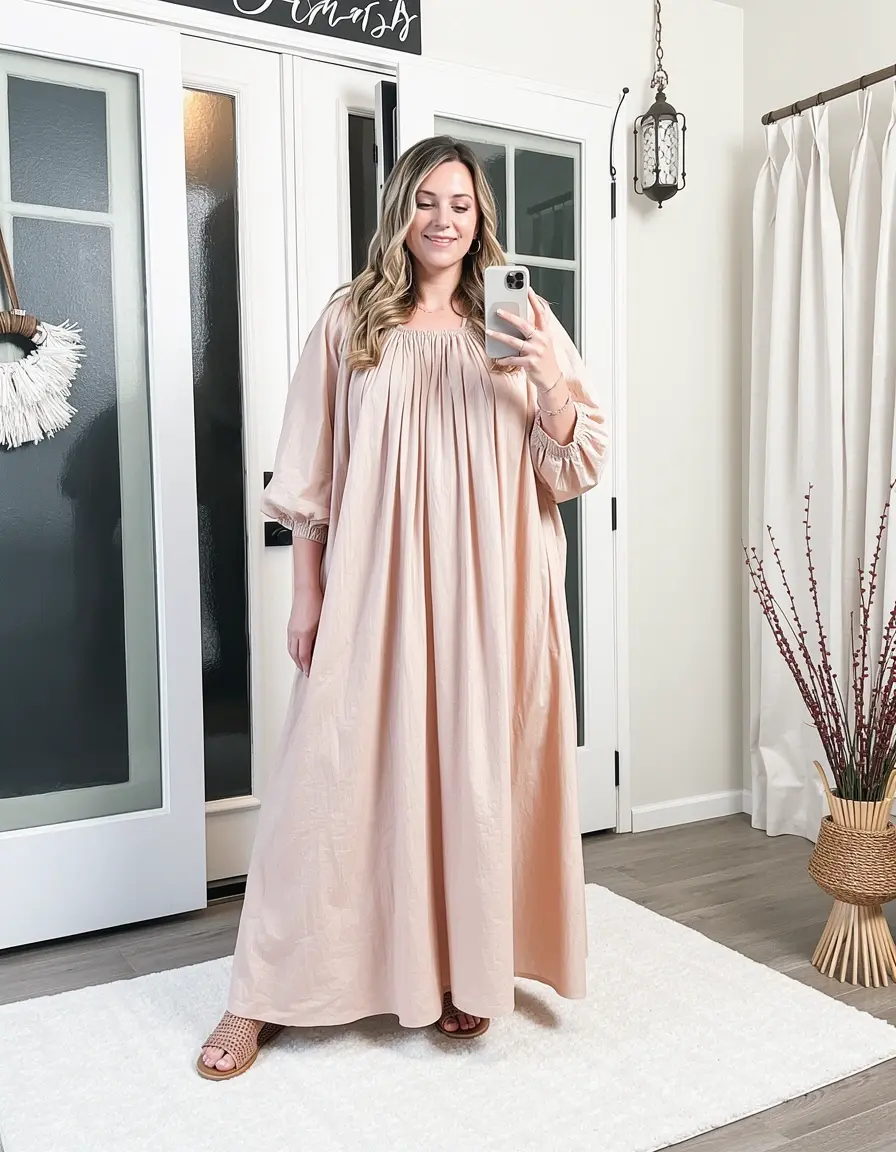 Fließendes Maxi Tunika Kleid