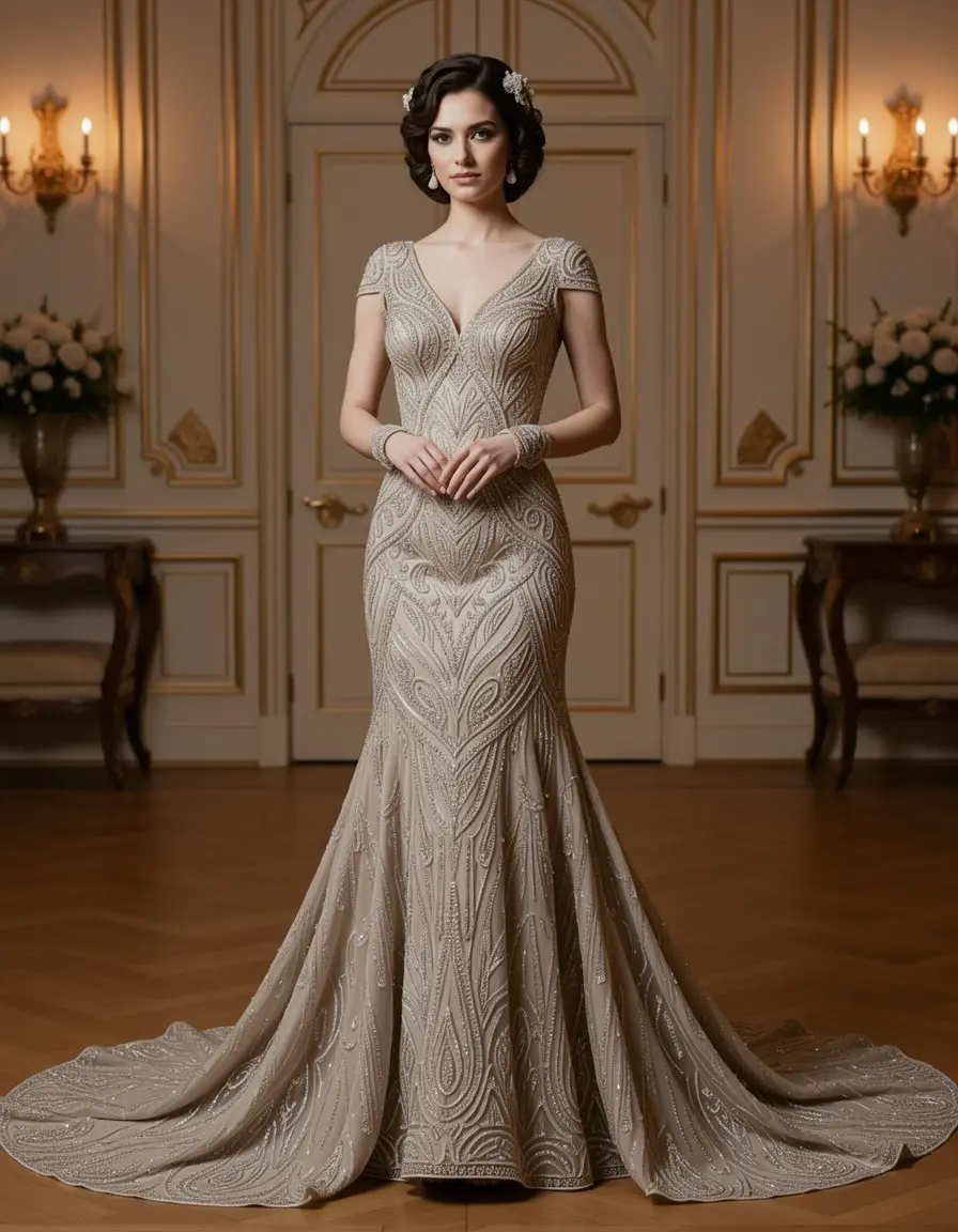 Beaded 1920s gown elegant