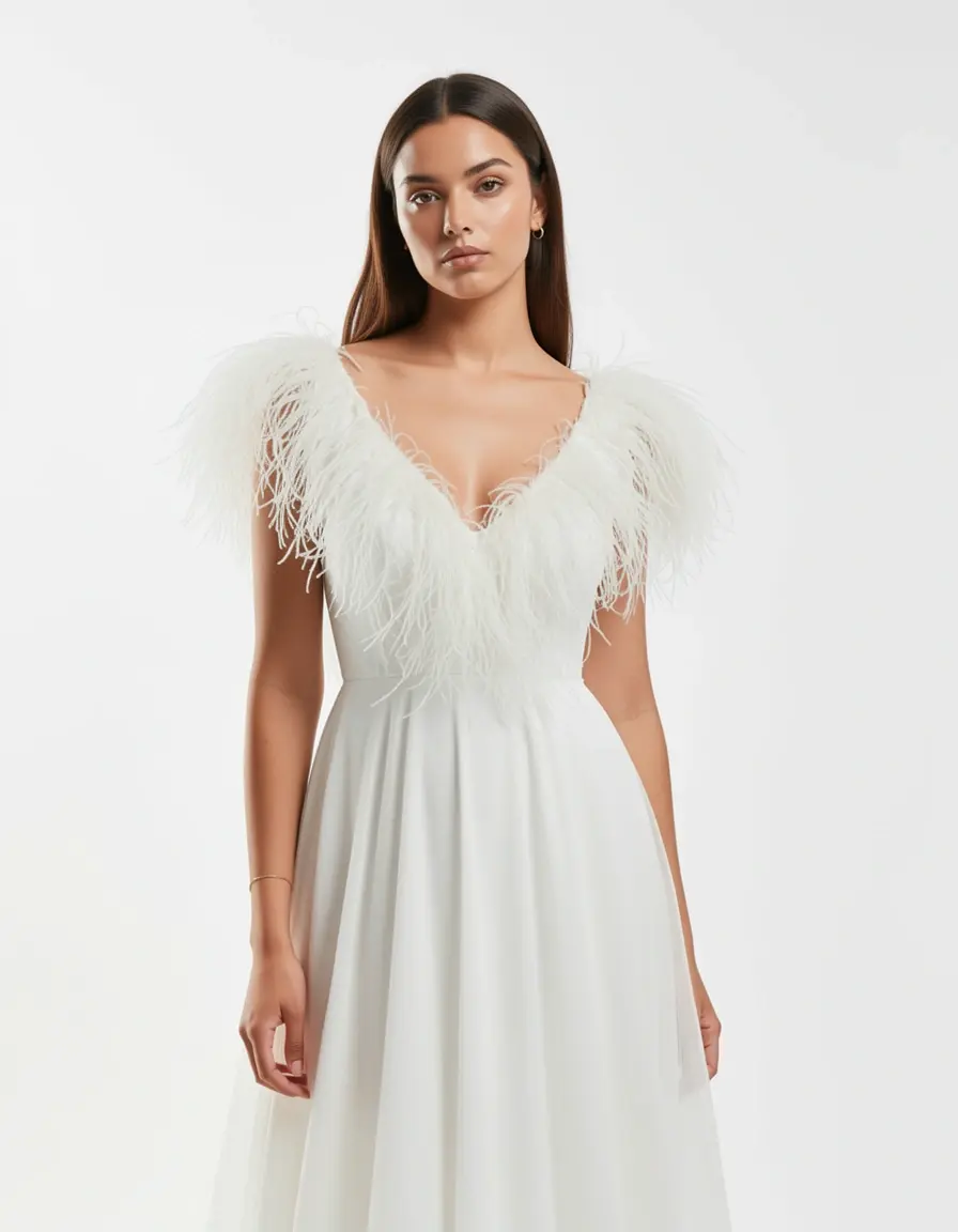 Feather trim 20s dress