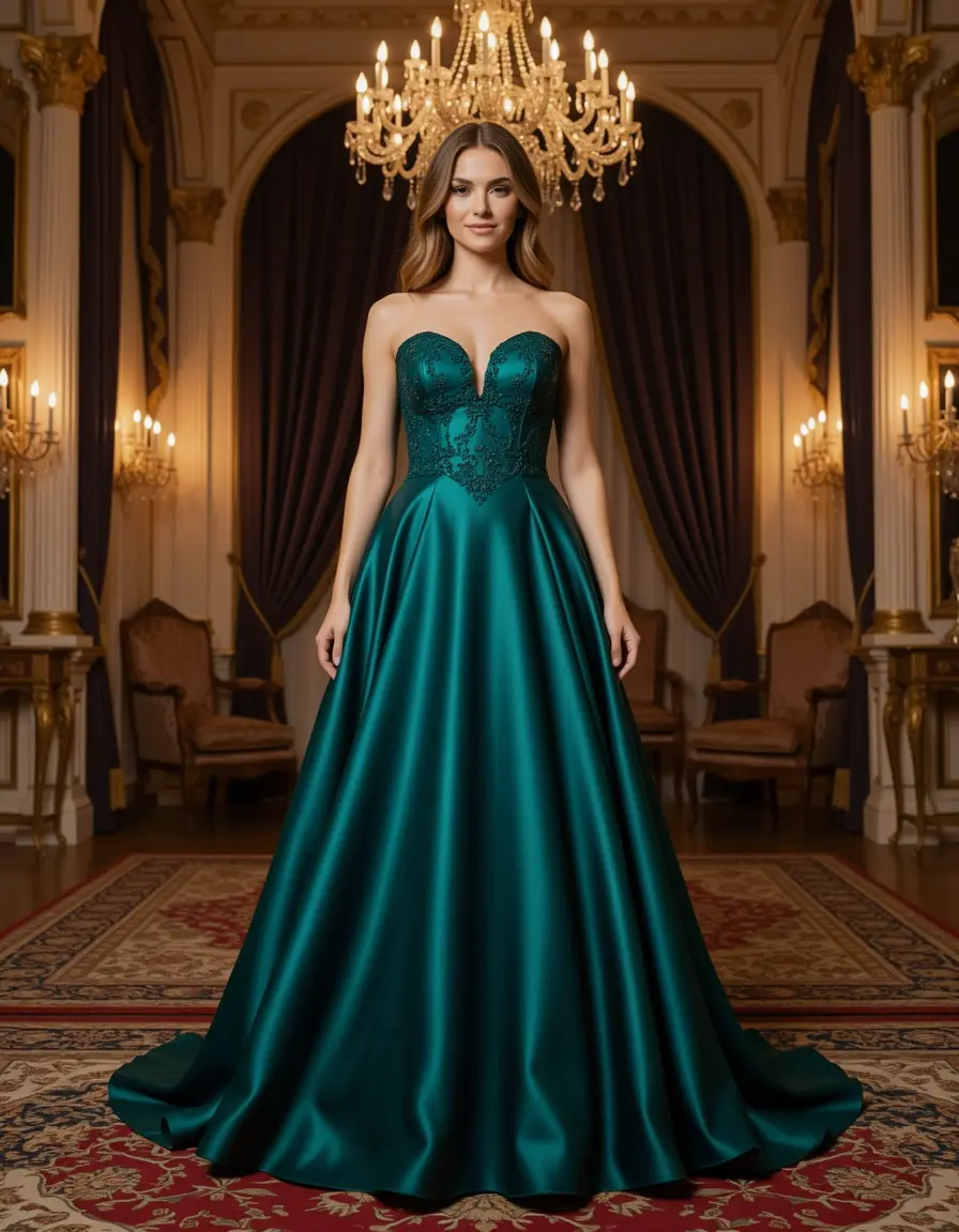 Luxuriöses Satin Abendkleid