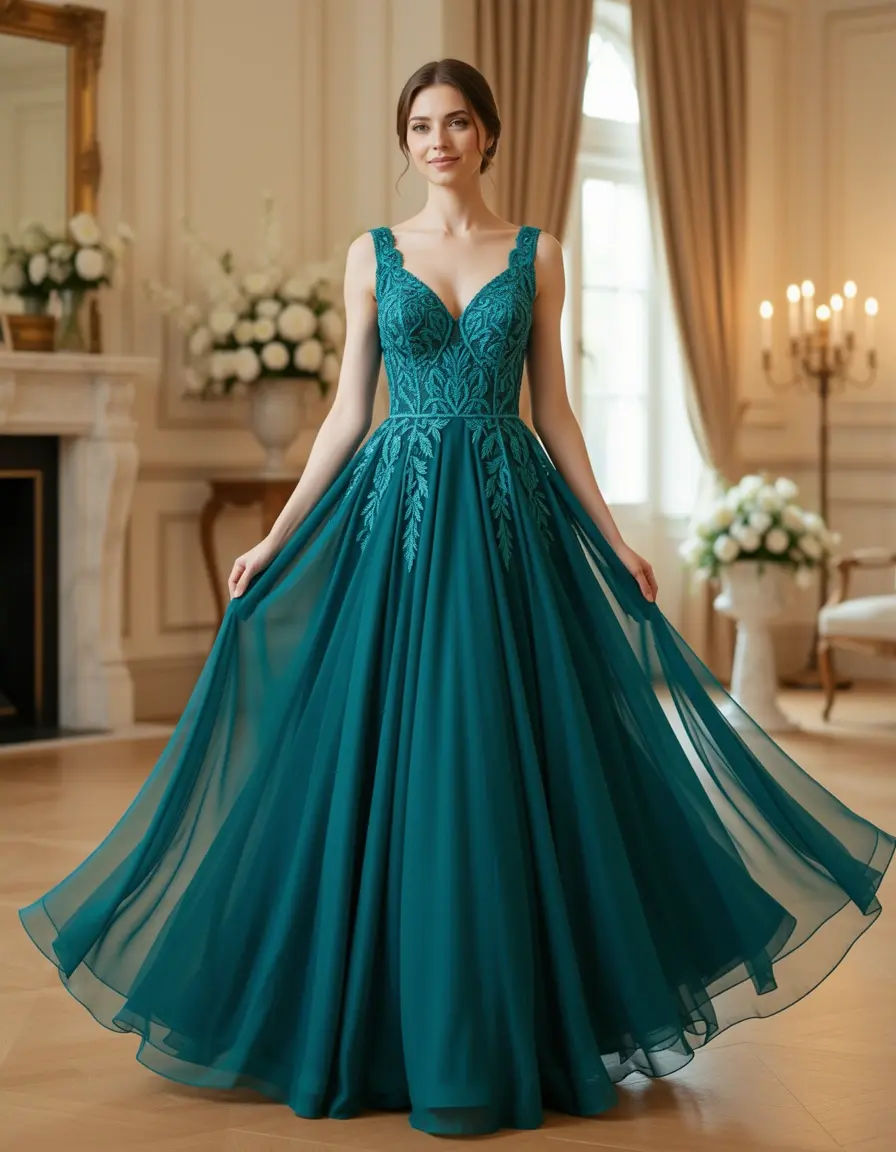 Fließendes Chiffon Abendkleid