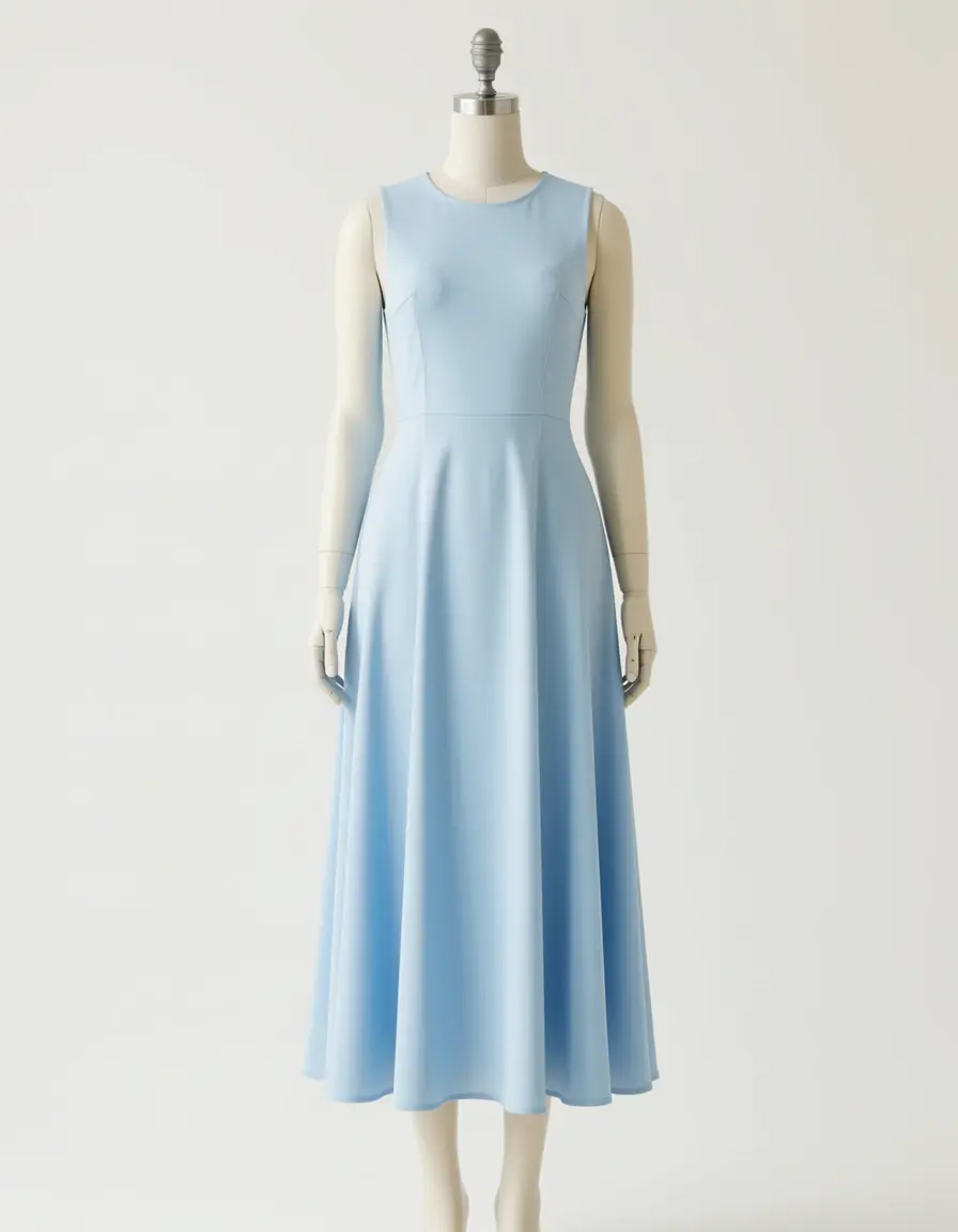 Sky Blue Midi Kleid in Pastellblau