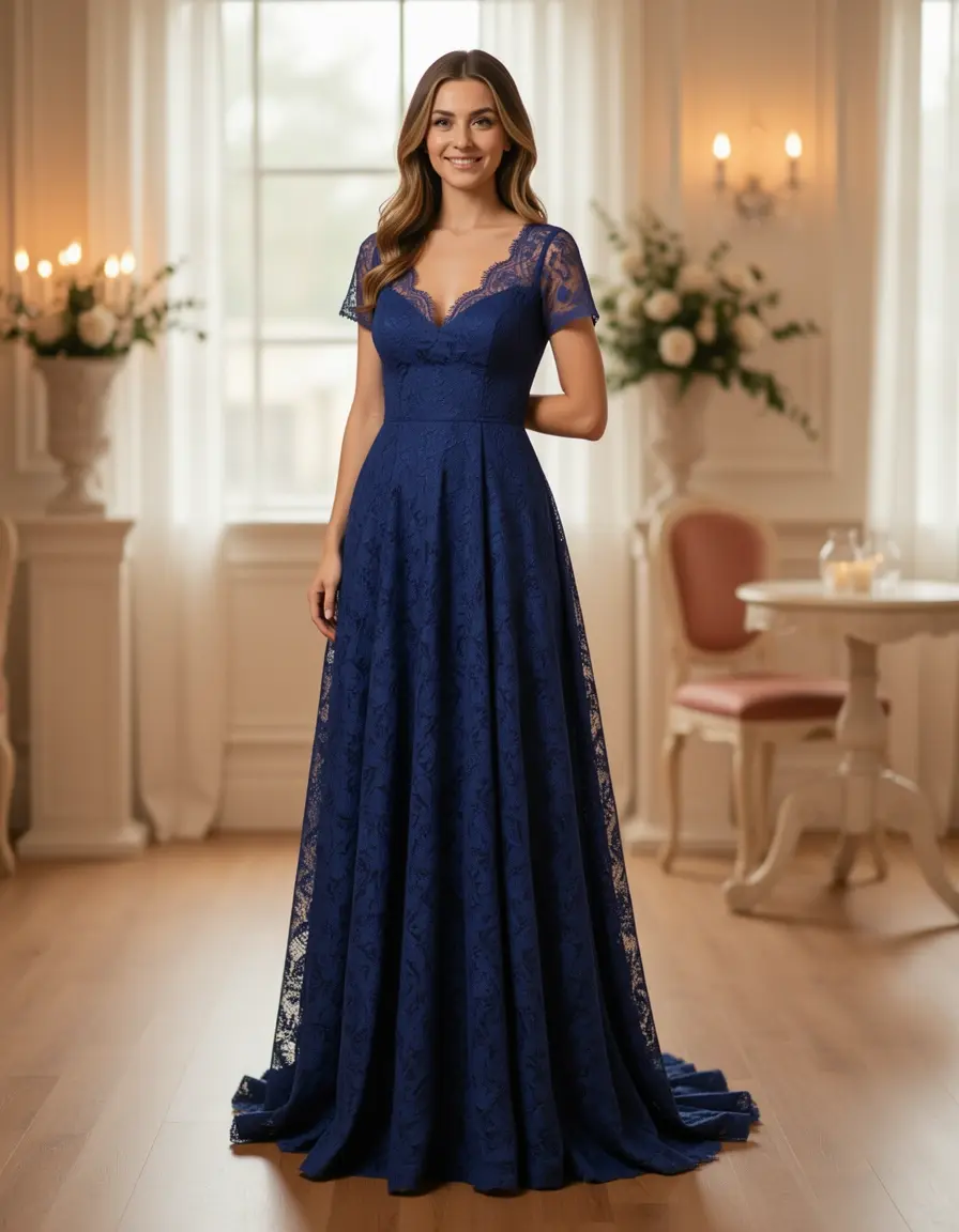 Indigo Lace Kleid mit Spitze romantisch