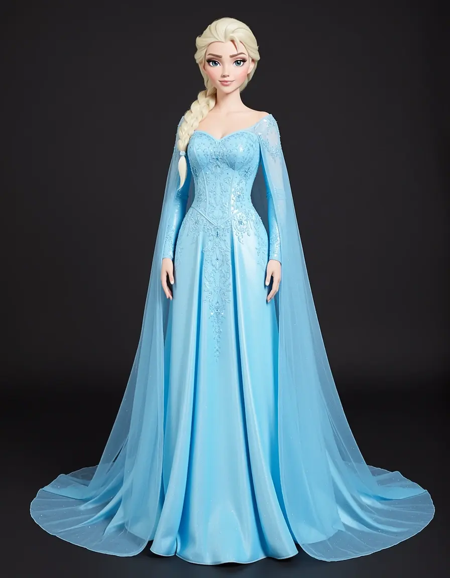 Eisblaues Elsa Kleid mit Cape