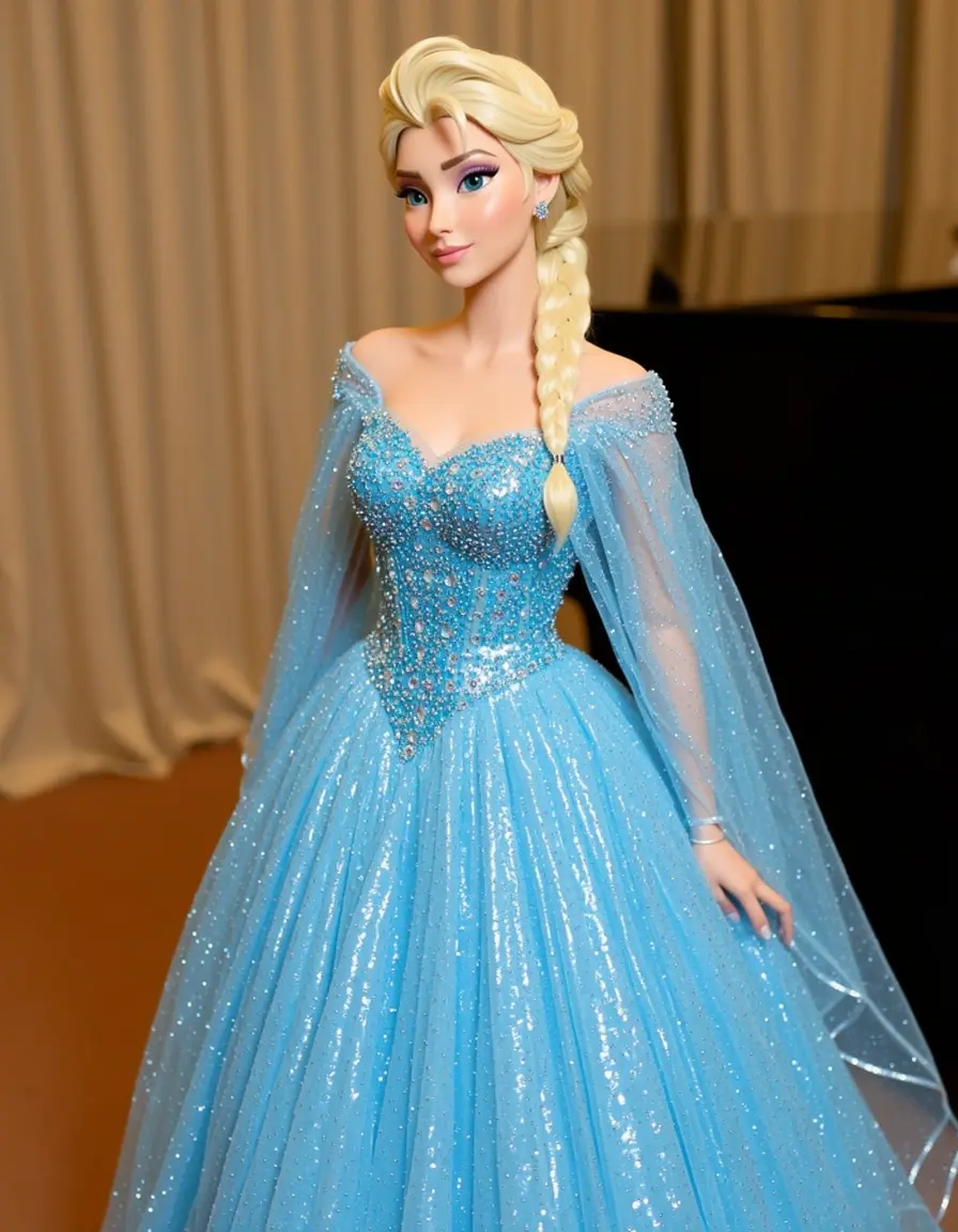 Perlenbesetztes Elsa Kleid