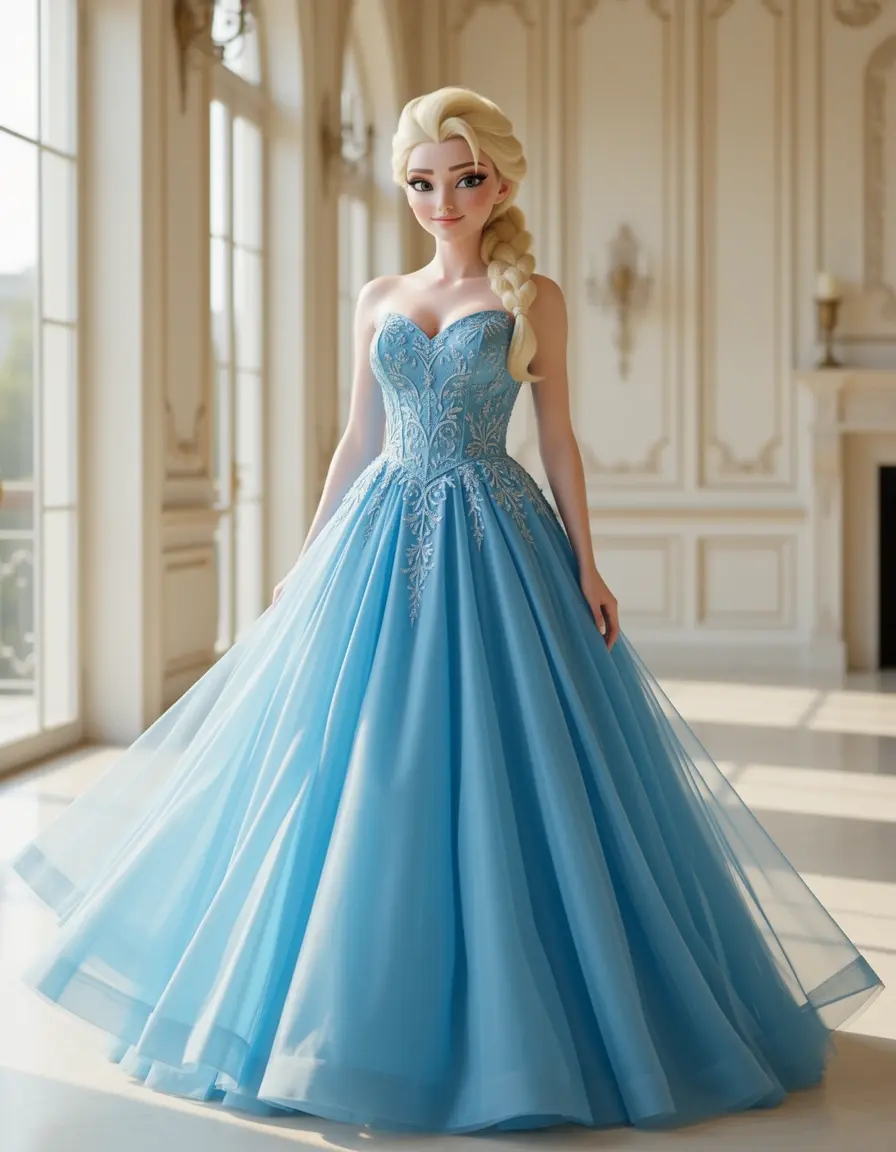 Fließendes blaues Chiffonkleid