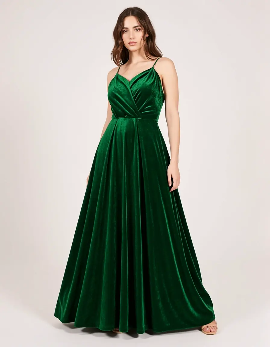 Grünes Samtkleid festlich