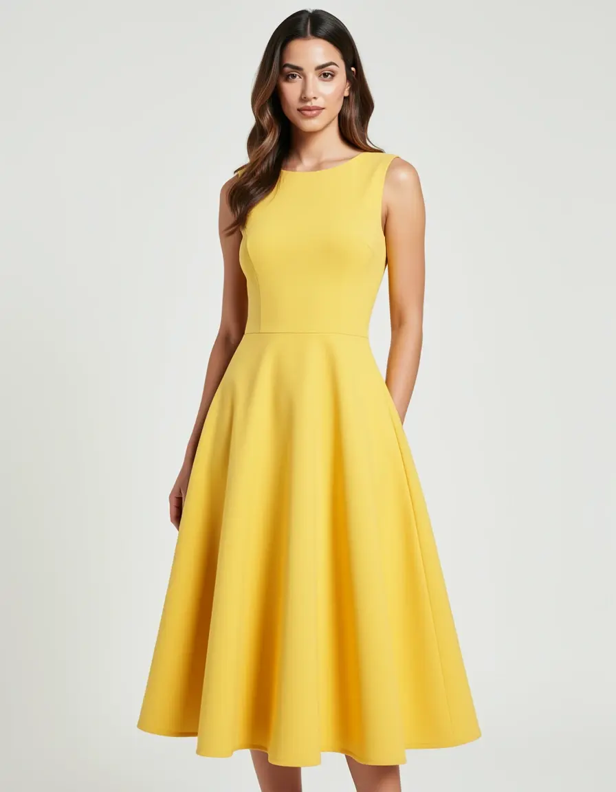 Canary Yellow A-Line Kleid klassisch