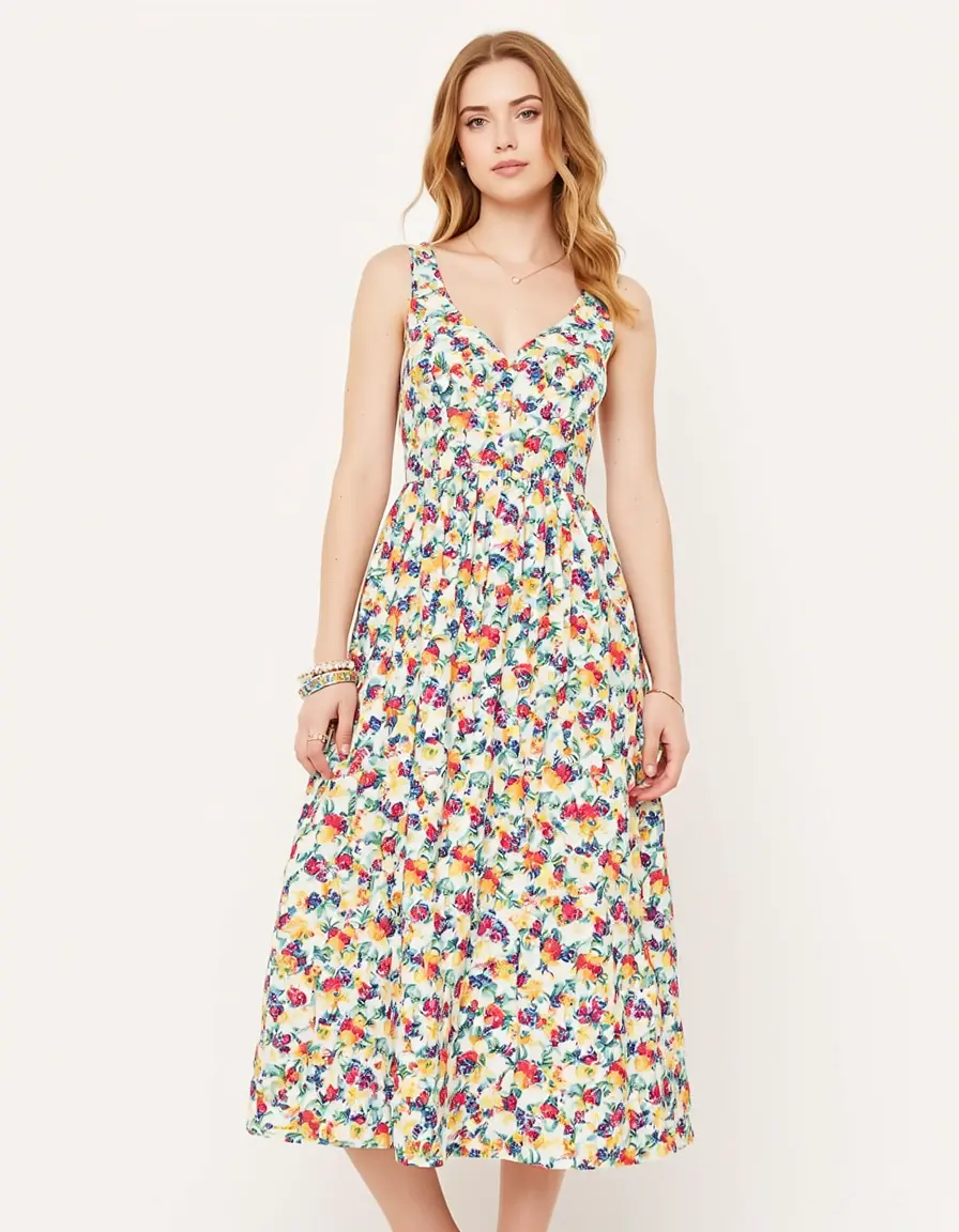Florales Midi Kleid für Frühlingshochzeiten