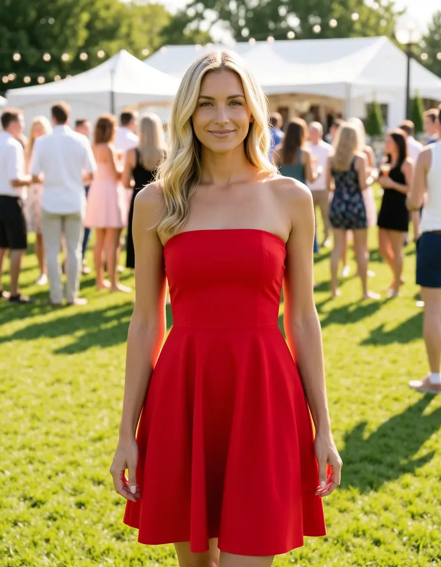 Trägerloses Cocktailkleid in Rot