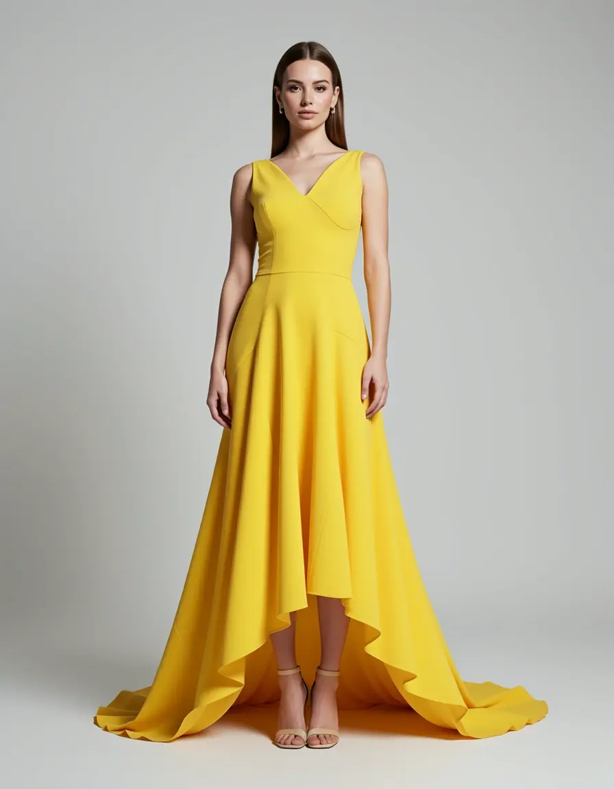 Asymmetrisches gelbes Kleid für einen einzigartigen Look