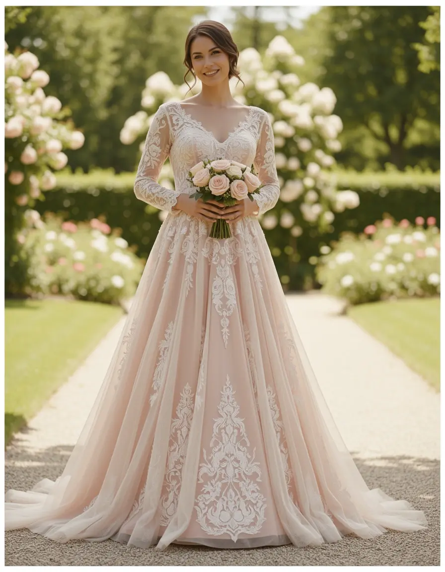 Lace Blush Wedding Kleid für Hochzeit