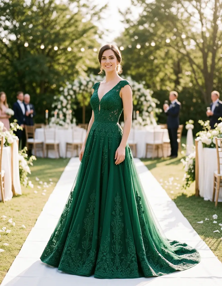 Empire Wedding Green Kleid für Hochzeit