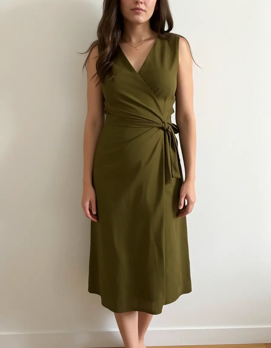 Olive Green Wrap Kleid grün