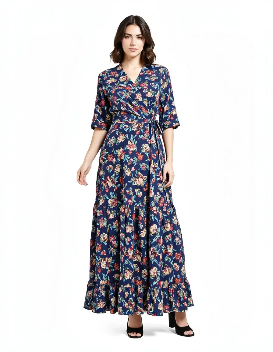 Printed Summer Wrap Kleid