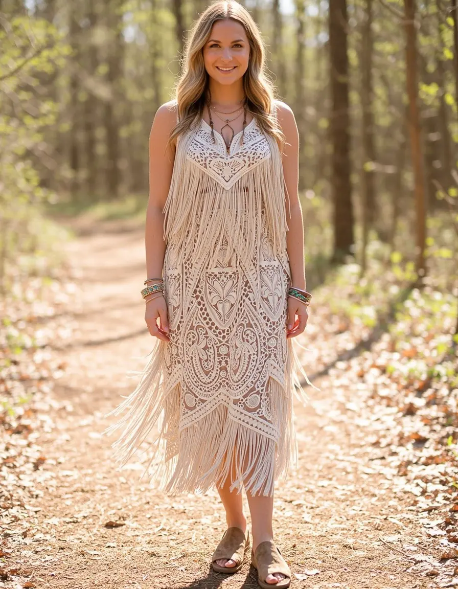 Boho Summer Midi Kleid Sommer
