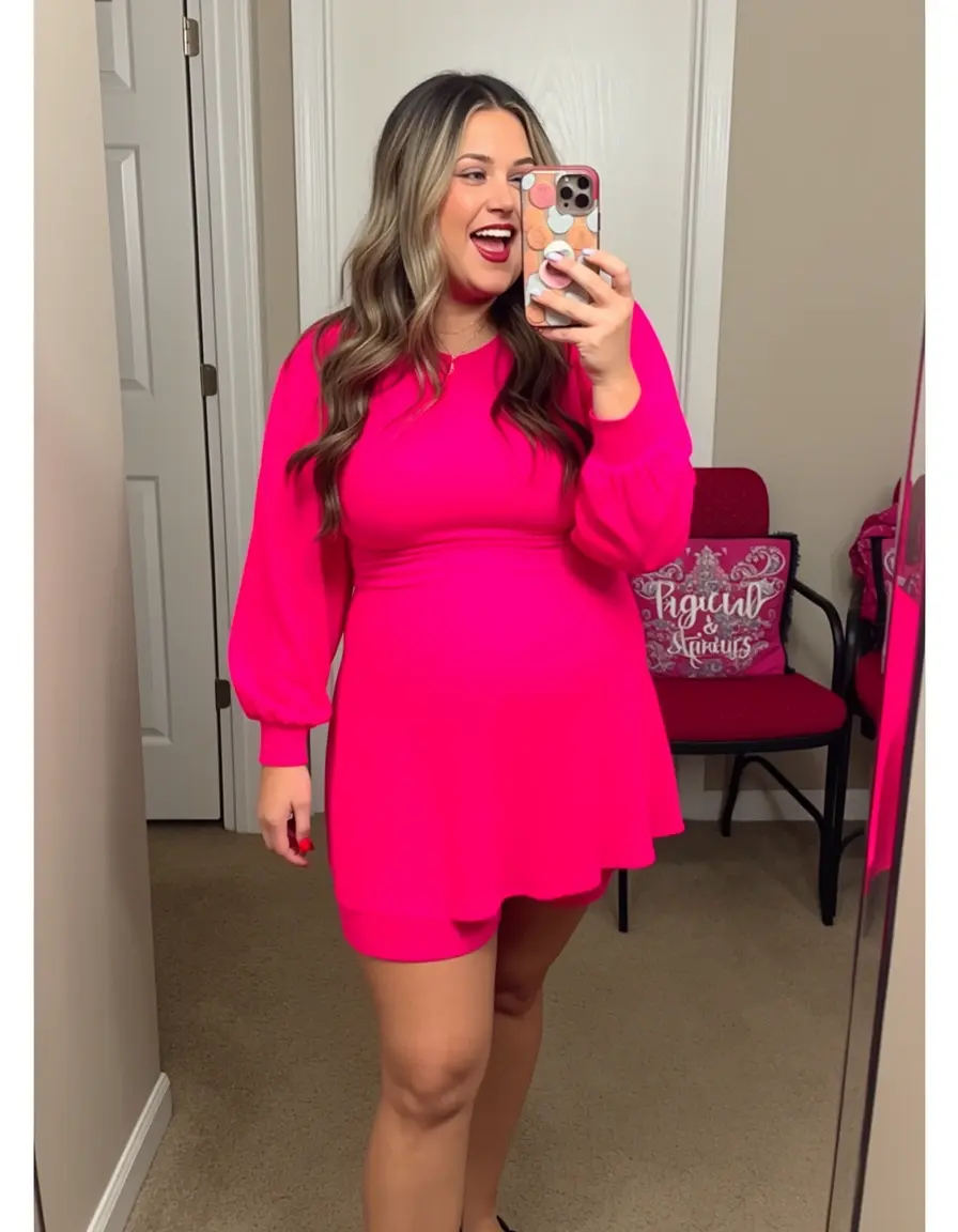 Knalliges Hot Pink Minikleid für Partys