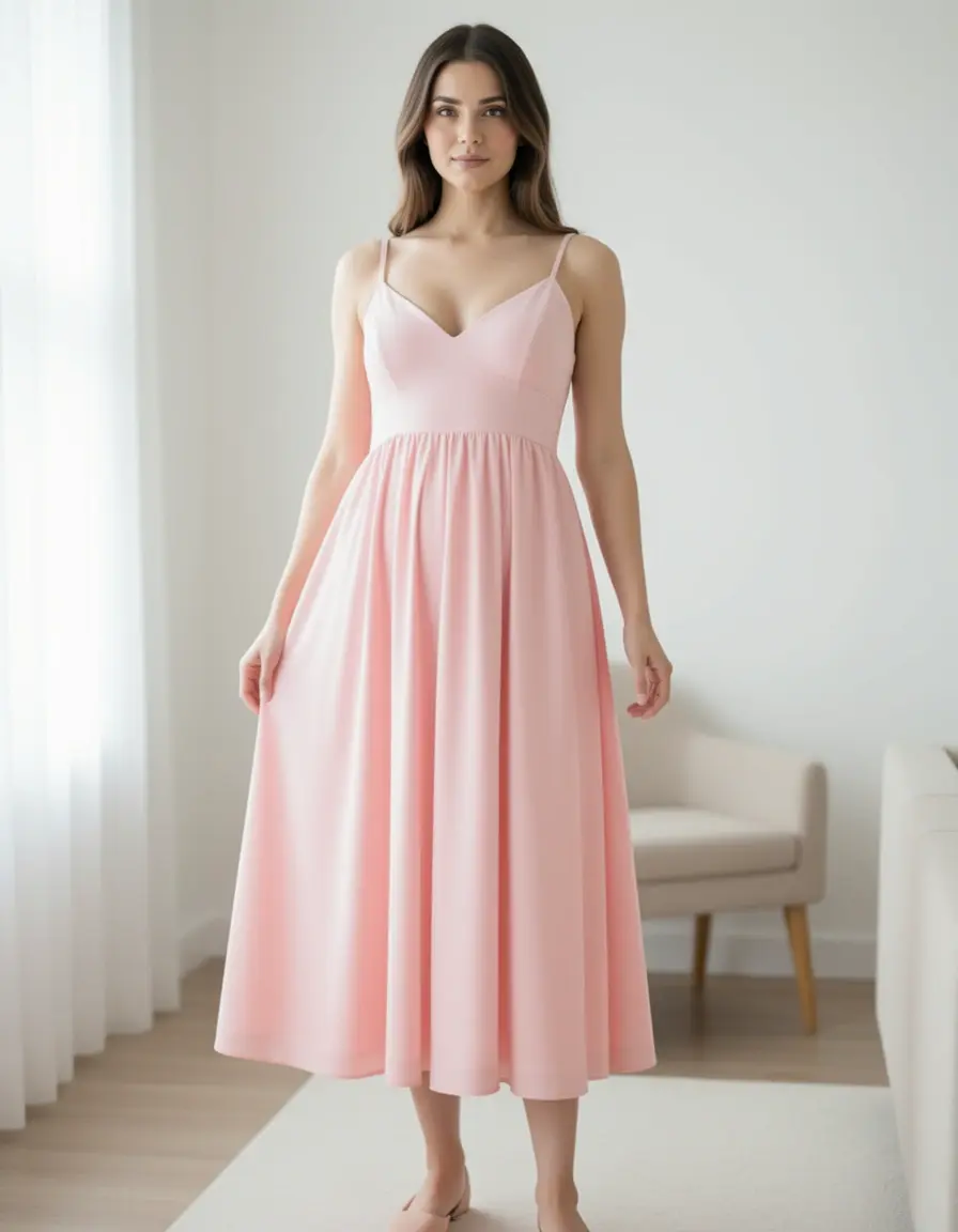 Pastellrosa Midikleid für elegante Anlässe
