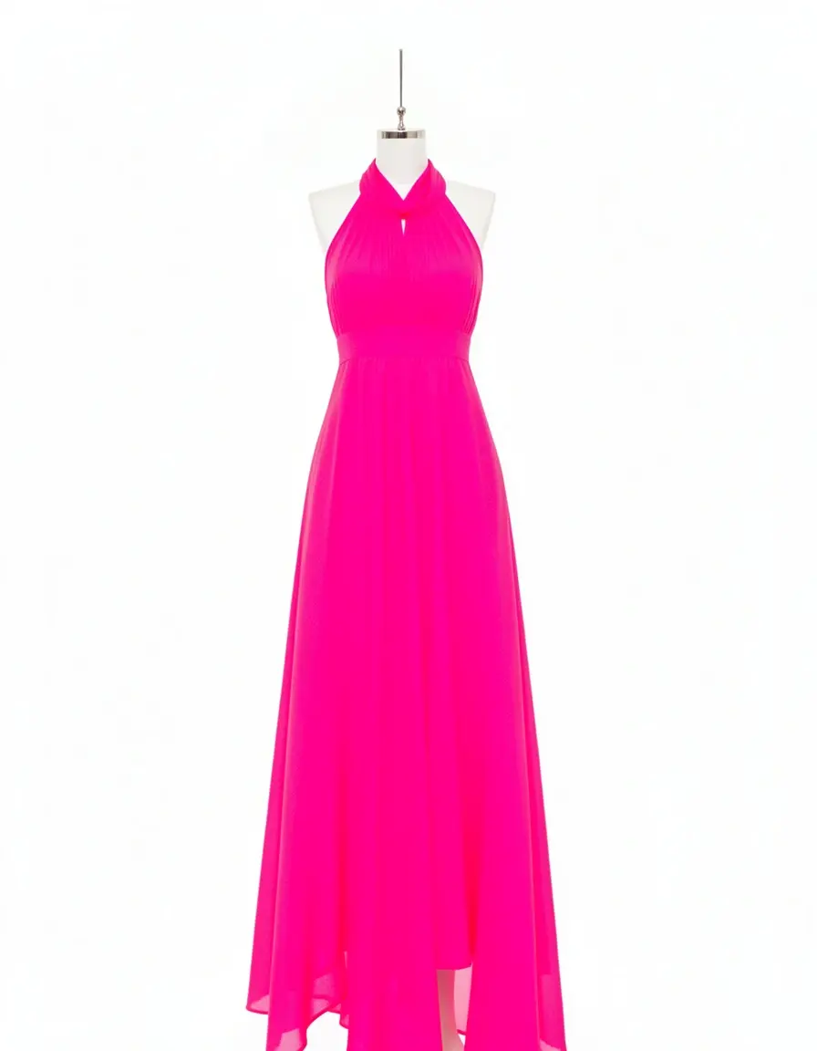 Leuchtend rosa Neckholder Kleid
