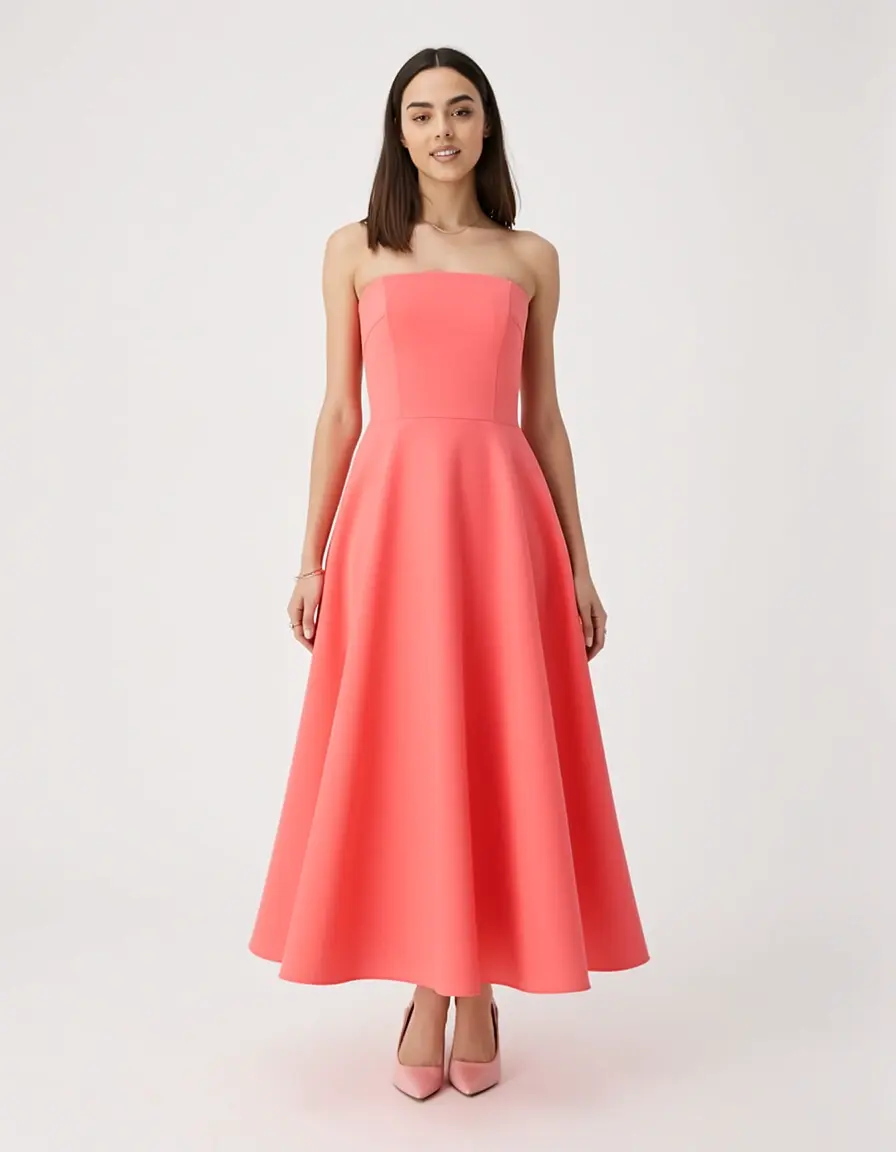Korallenrosa A-Linien Kleid für jede Figur