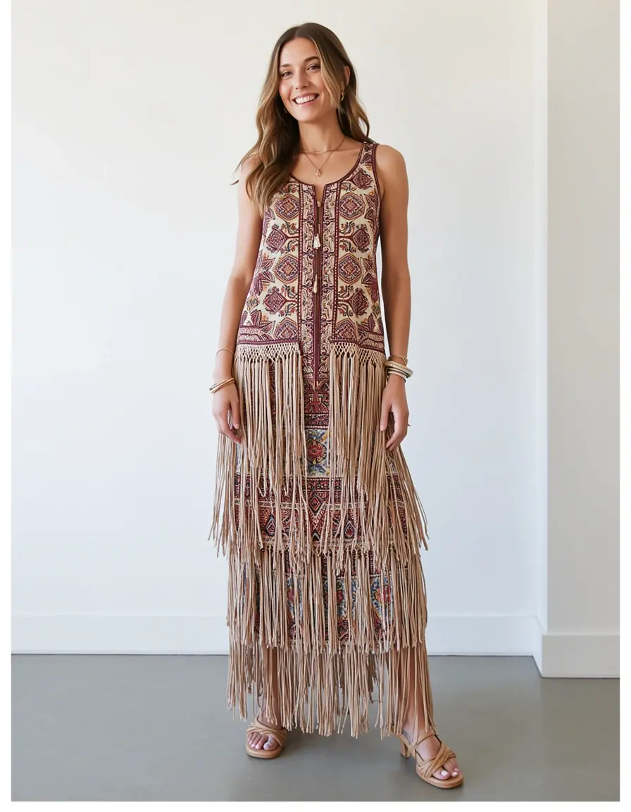 Long Boho Sommerkleid lang
